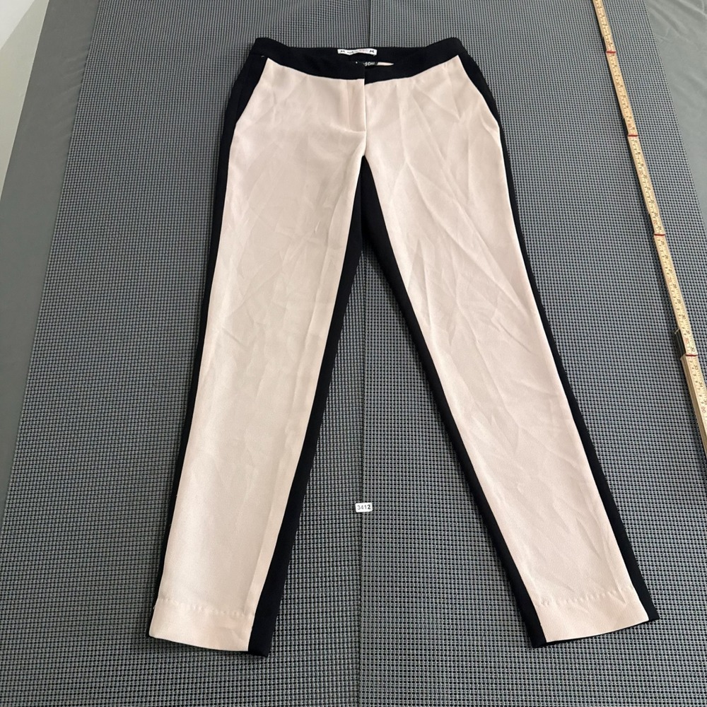 Yoana Baraschi Womens Colorblock Slim Leg Trousers Black Cream Size 2